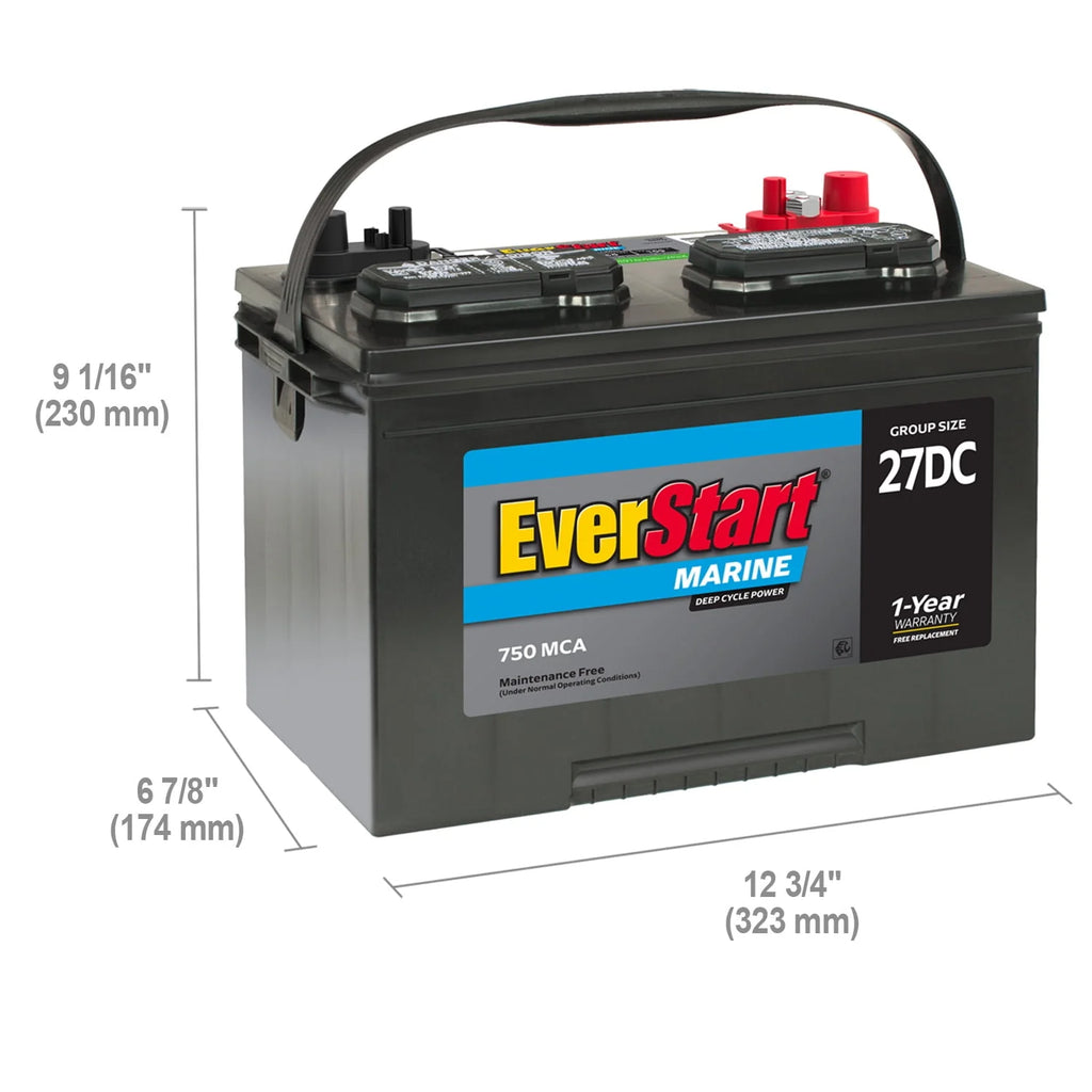 Lead Acid Marine & RV Deep Cycle Battery Group Size 27DC 12 Volt 740 MCA K344810