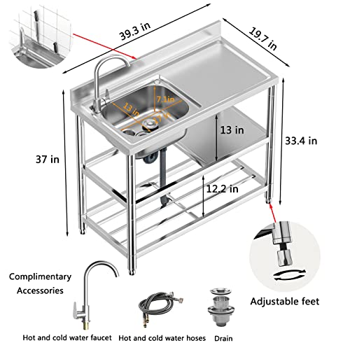 Stainless Steel Single Bowl Kitchen Sink with Faucet R221
