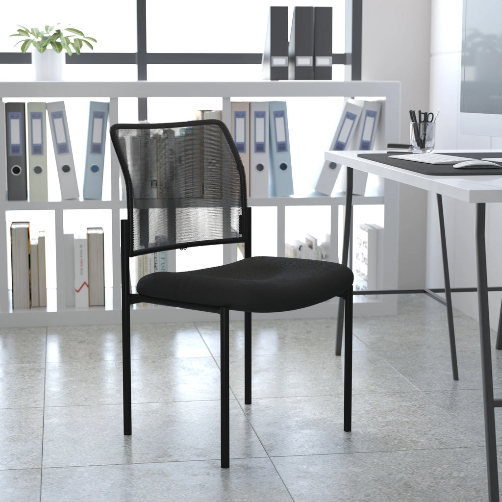 Black Mesh Stackable Steel Side Chair O418