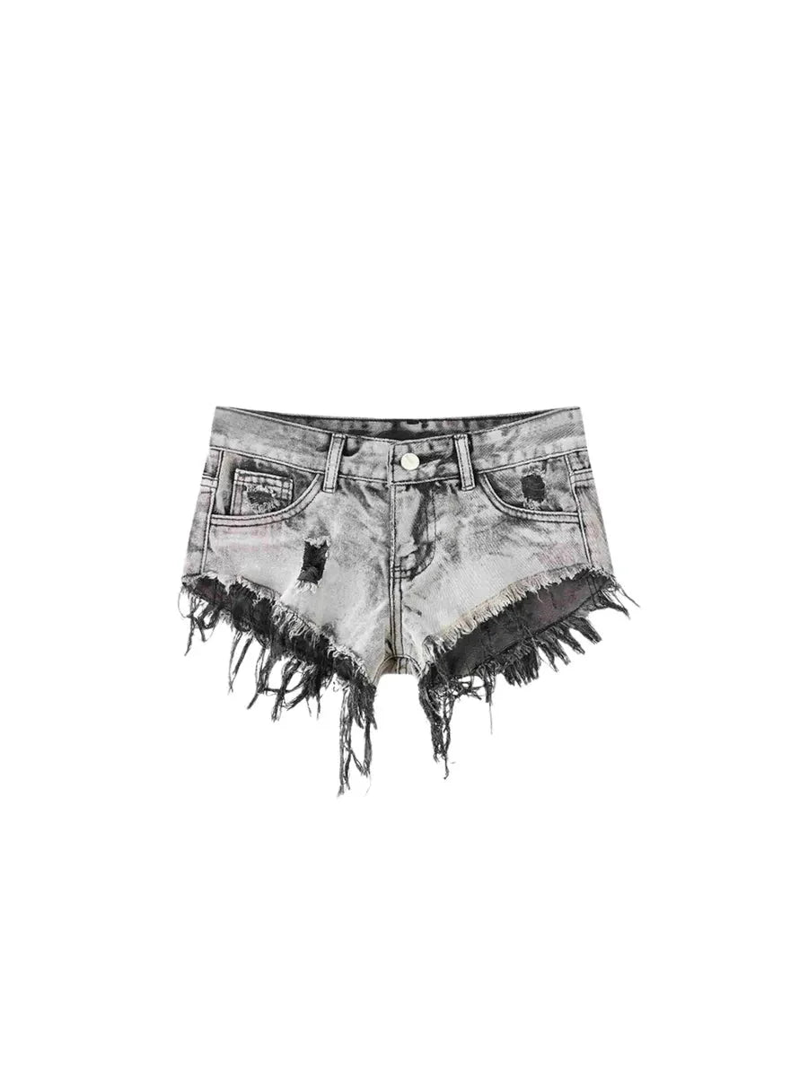 Distressed Ripped Denim Shorts Y9675