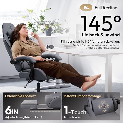 Black Green Fabric Gaming Chair with Footrest N347723