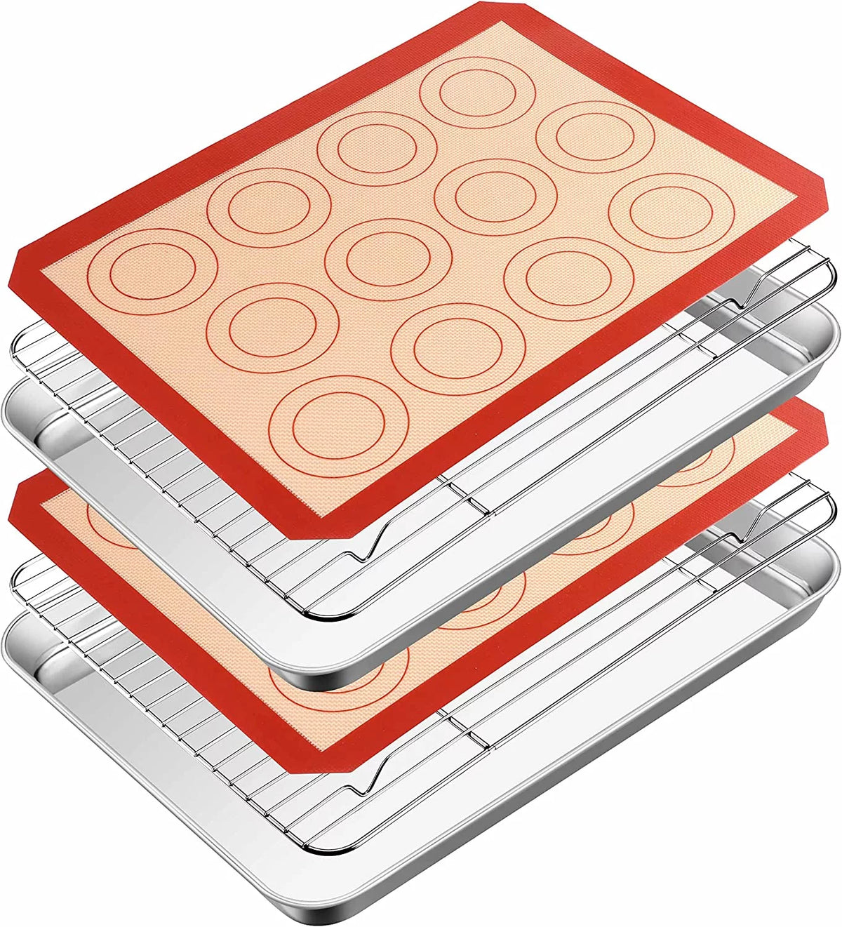 16 inch Stainless Steel Baking Sheet with Rack & Mat Set of 6 G94022