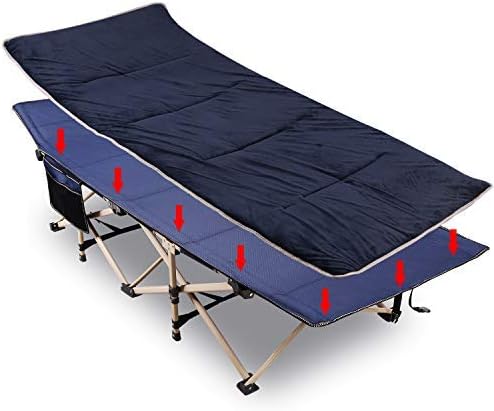 Blue Folding Camping Cot with Pad and Carry Bag I1901