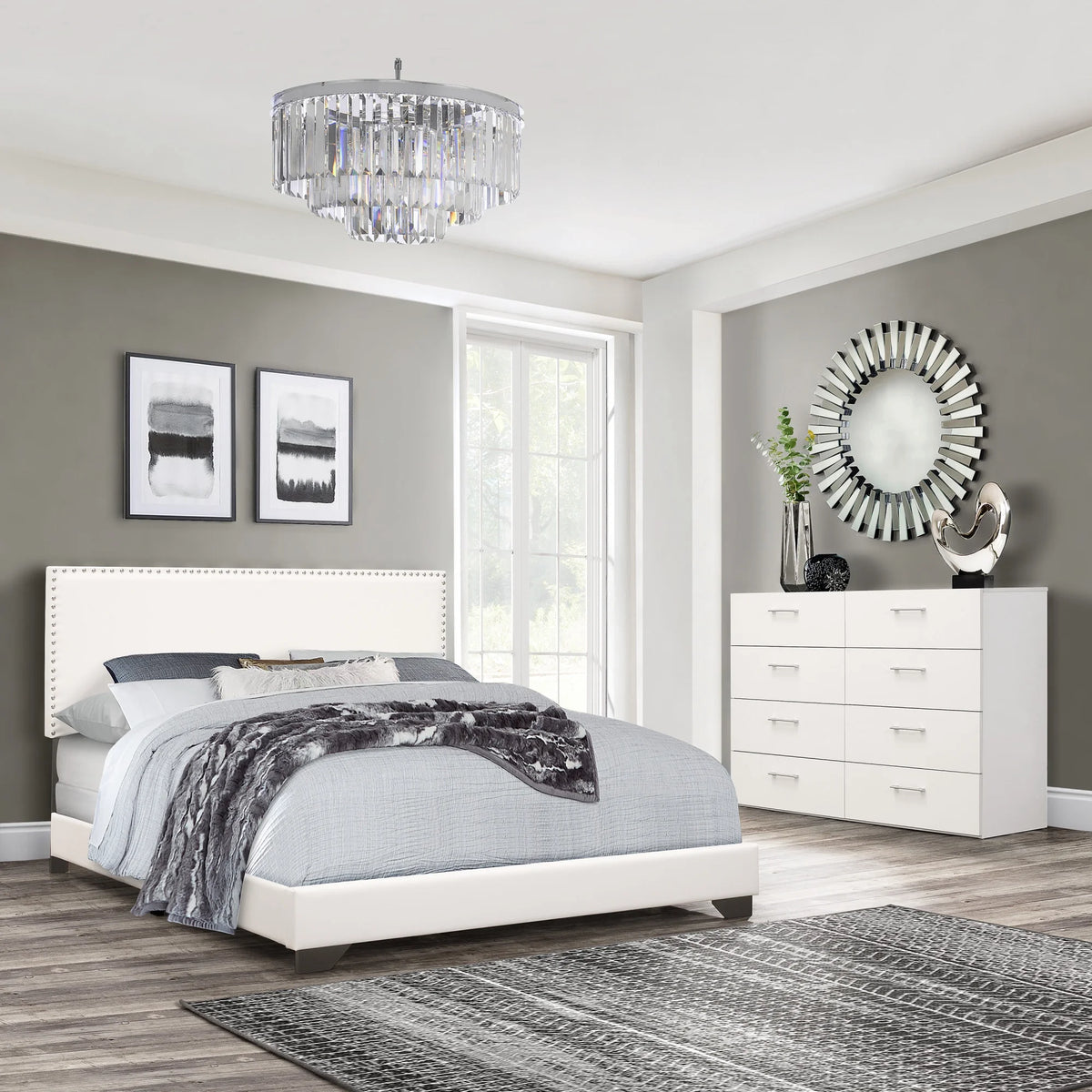 Charcoal Fabric Upholstered Queen Bed M67974