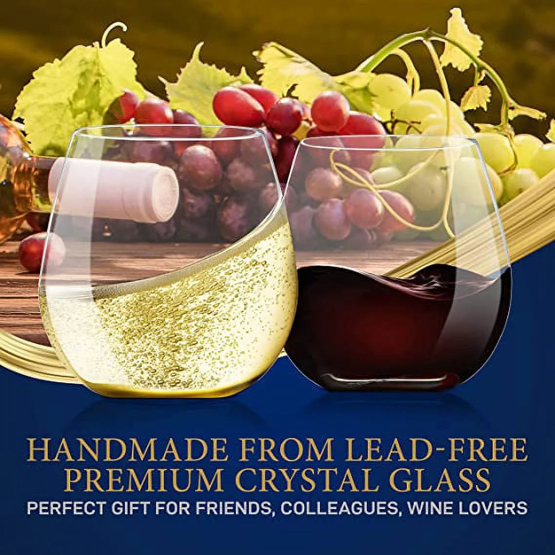 Stemless Wine Glasses Set of 12 U561