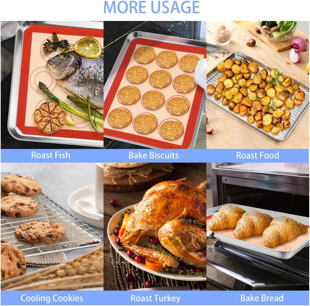 16 inch Stainless Steel Baking Sheet with Rack & Mat Set of 6 G94022