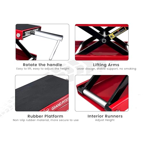 Motorcycle Powersports Stand Lift Scissor Jack Steel 1100 LBS Capacity Red W9546