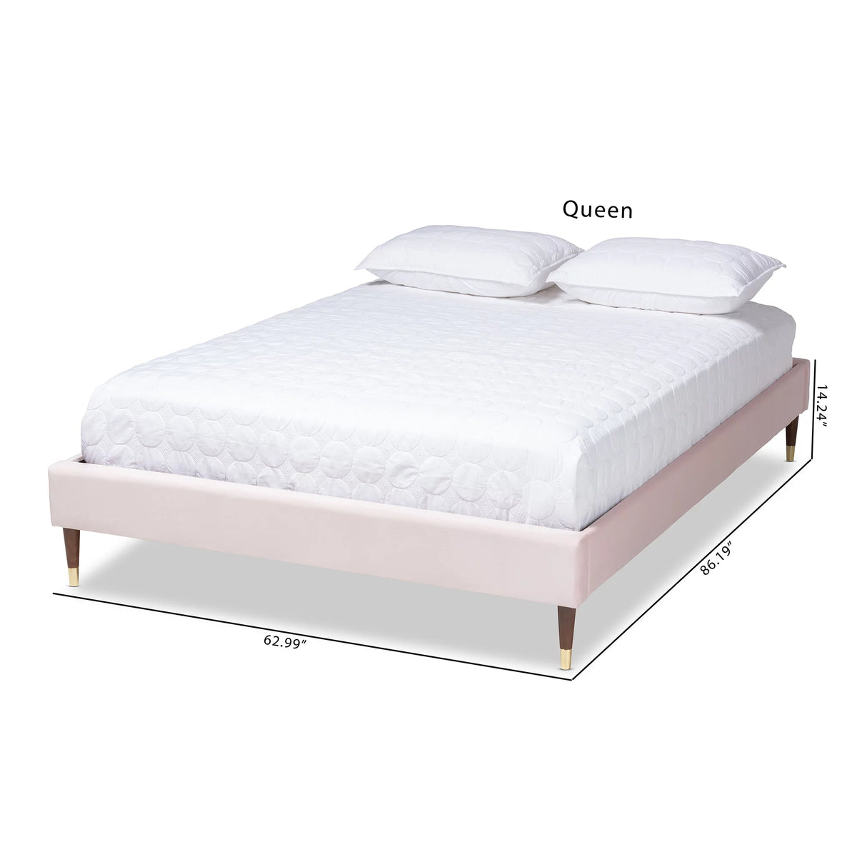 Velvet Upholstered Wood Platform King Bed D472