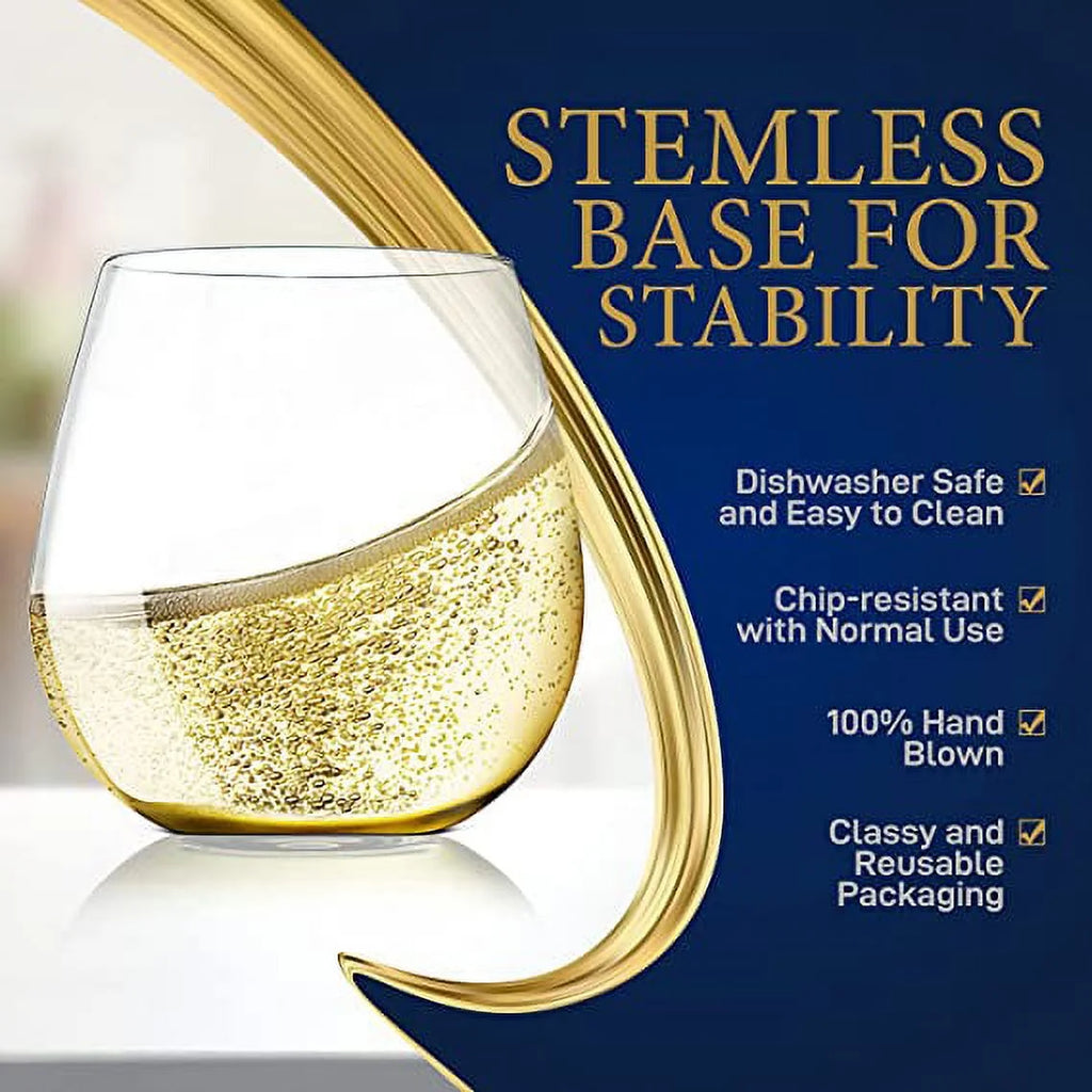 Stemless Wine Glasses Set of 12 U561