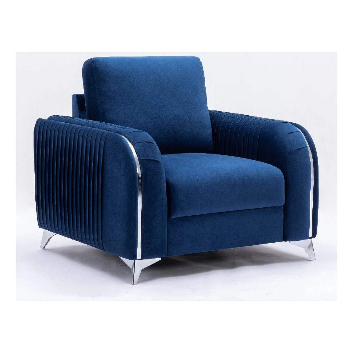 Blue Velvet Upholstered Wooden Frame Chair L2252