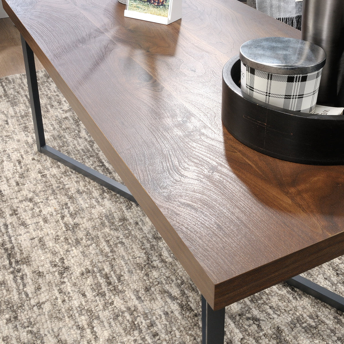 Metal Coffee Table, Grand Walnut Finish Q40880