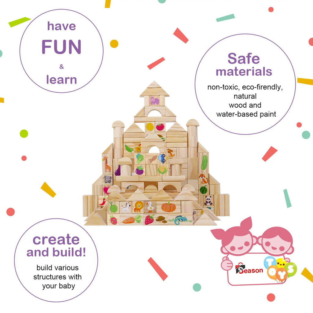 Montessori Wooden Blocks 110 Pieces Set Z96090