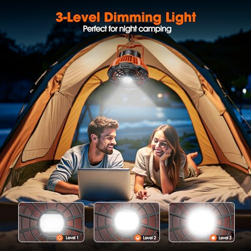 15000mAh Portable Camping Fan with Lantern J982055