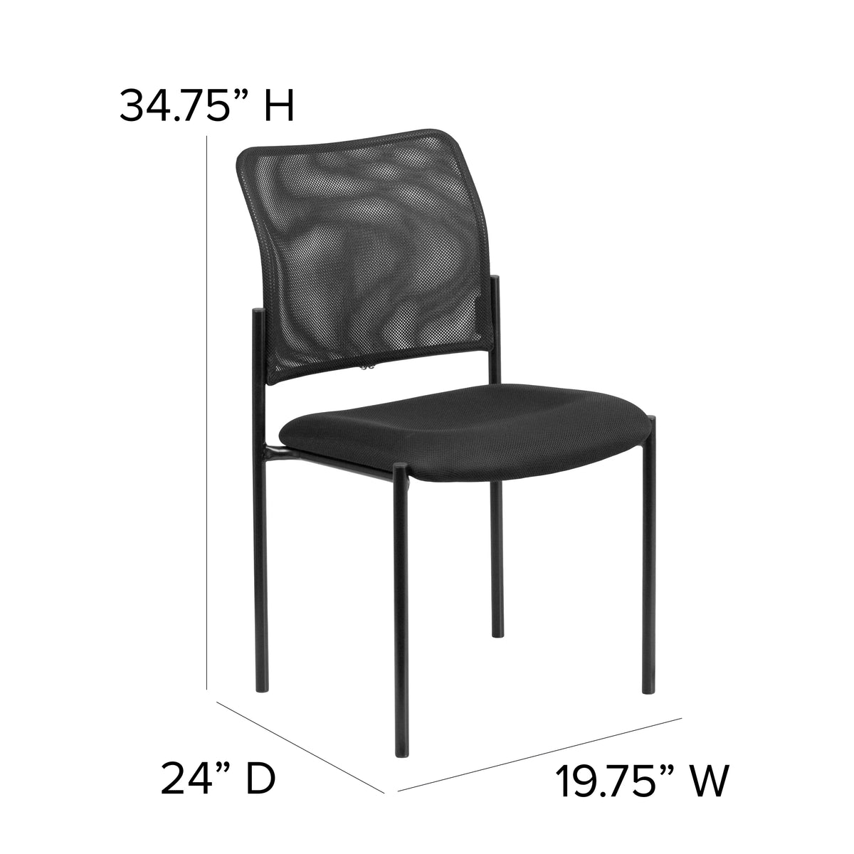 Black Mesh Stackable Steel Side Chair O418