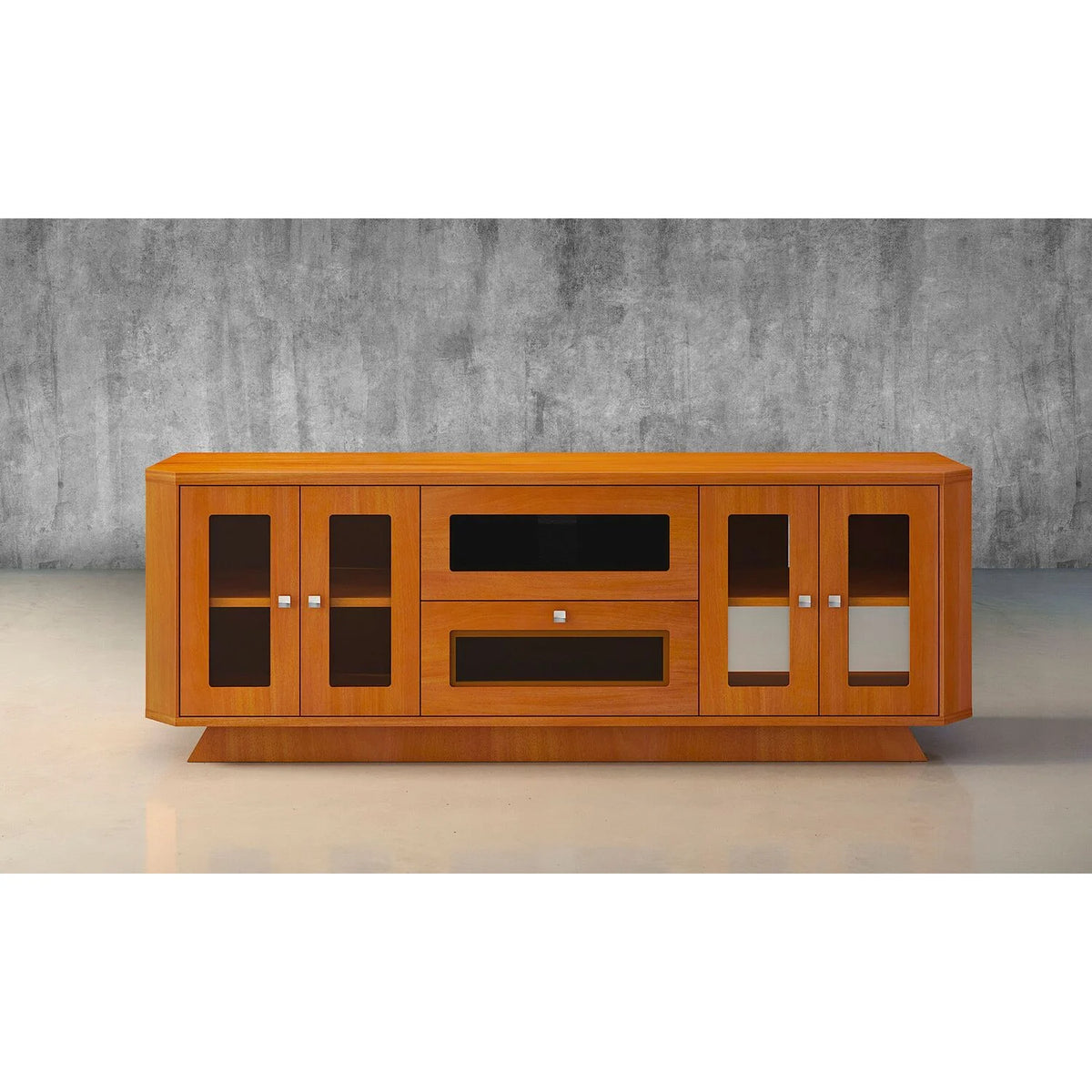 70" Transitional TV Stand with Brazilian Cherry Veneers in Light Cherry Finish U64968