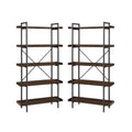 5 Shelf Dark Walnut Wood Bookshelf Set of 2 I98471