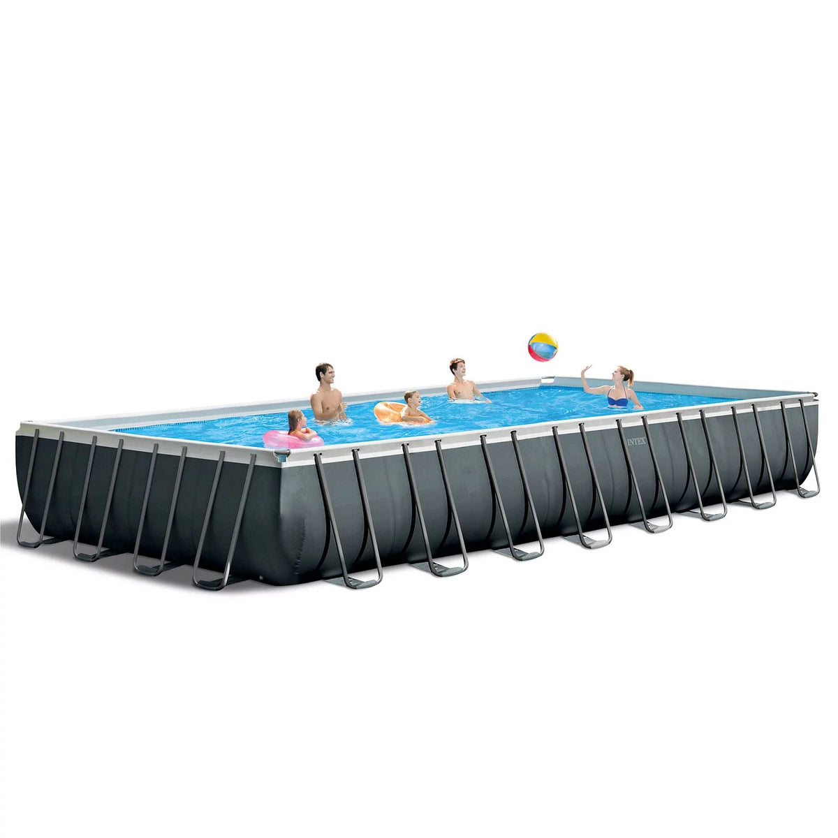 Gray Rectangular Above Ground Swimming Pool Set Z59128