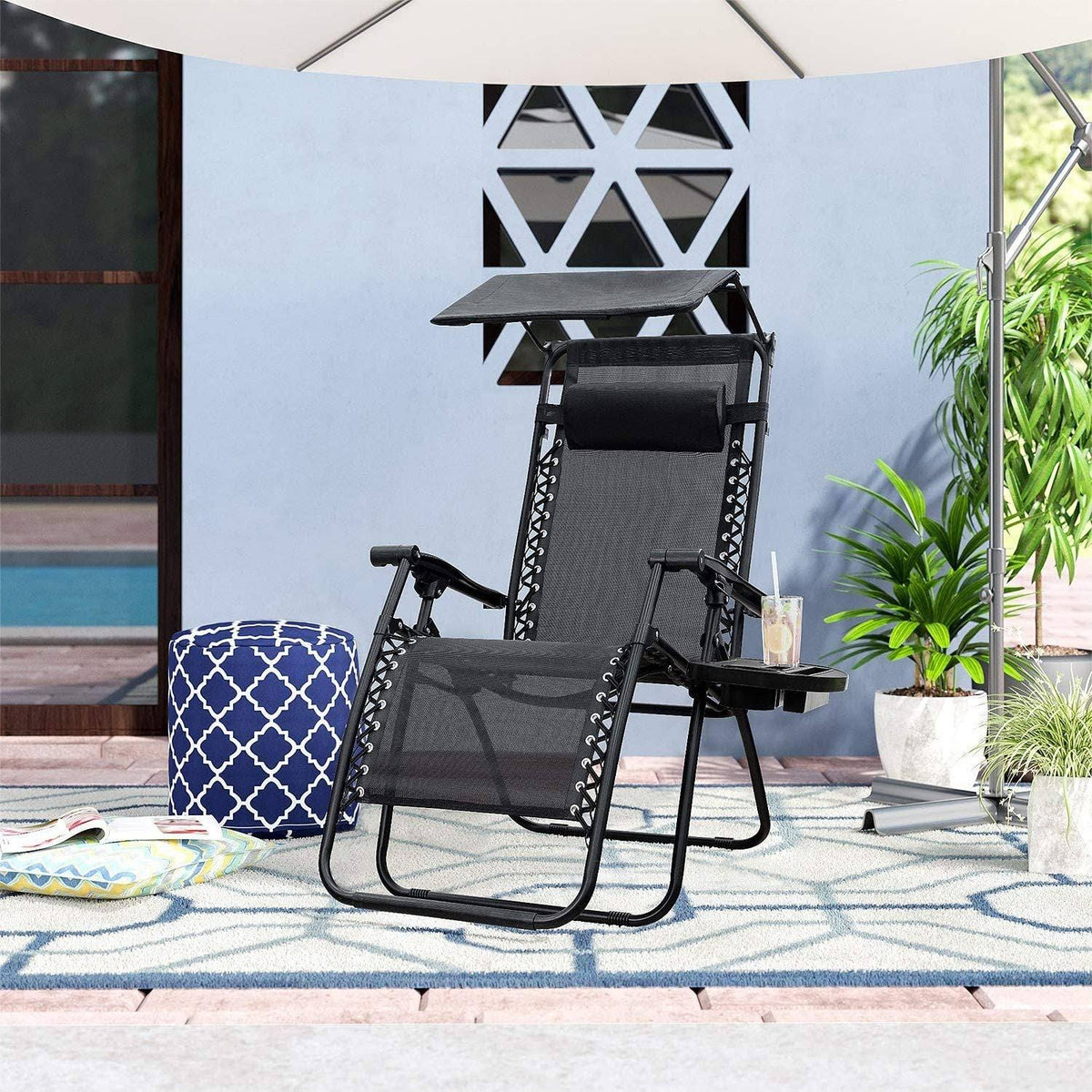 Zero Gravity Chair with Canopy and Cup Holder S782