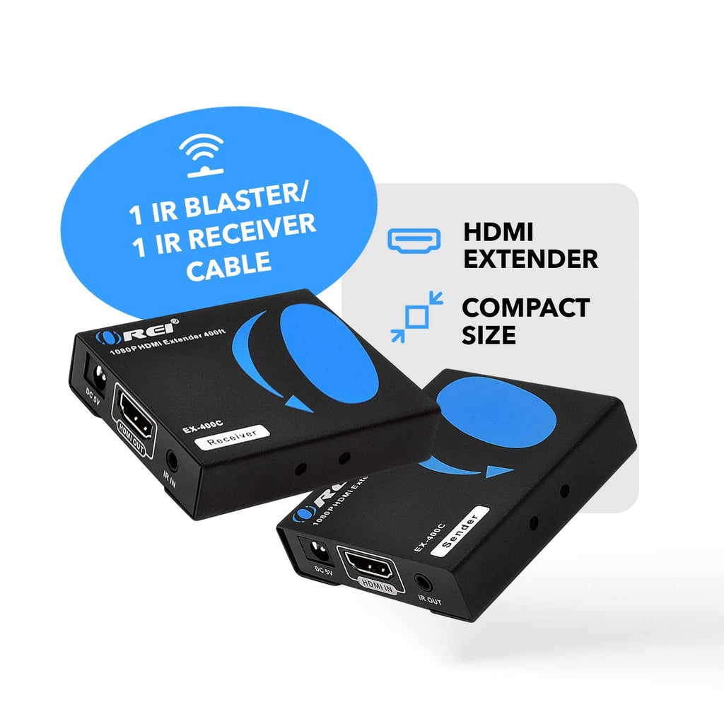 HDMI Extender Over LAN Single CAT5e/CAT6A/CAT7 Cable Uncompressed 1080p 60Hz Up to 400 Ft Transmitter and Receiver B5822