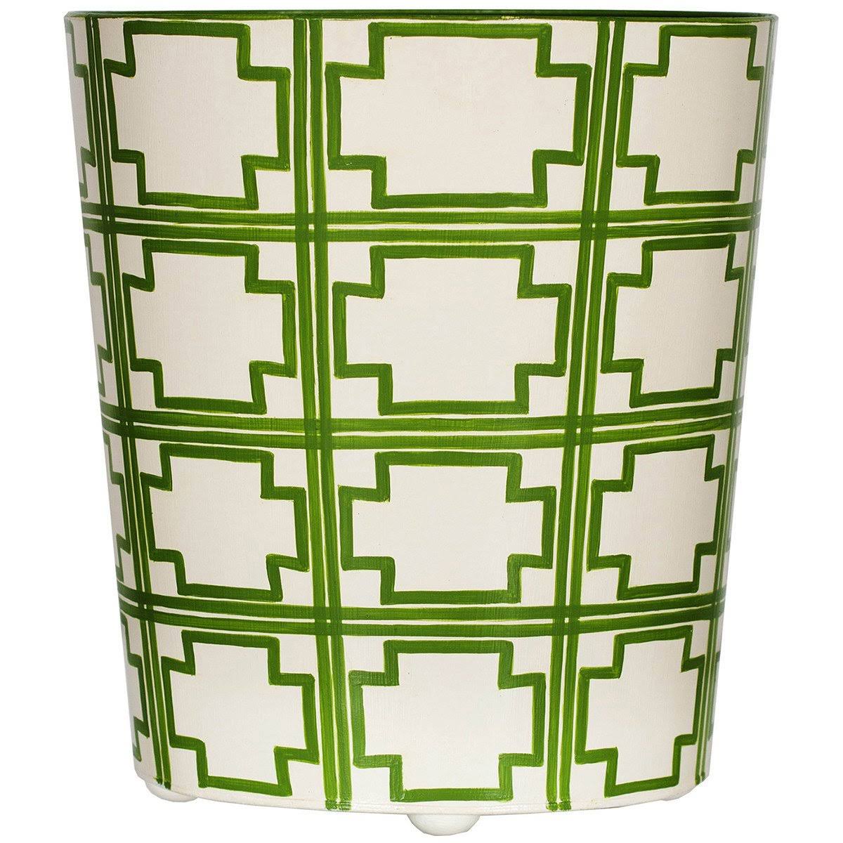Oval Wastebasket Yellow and Cream V232954