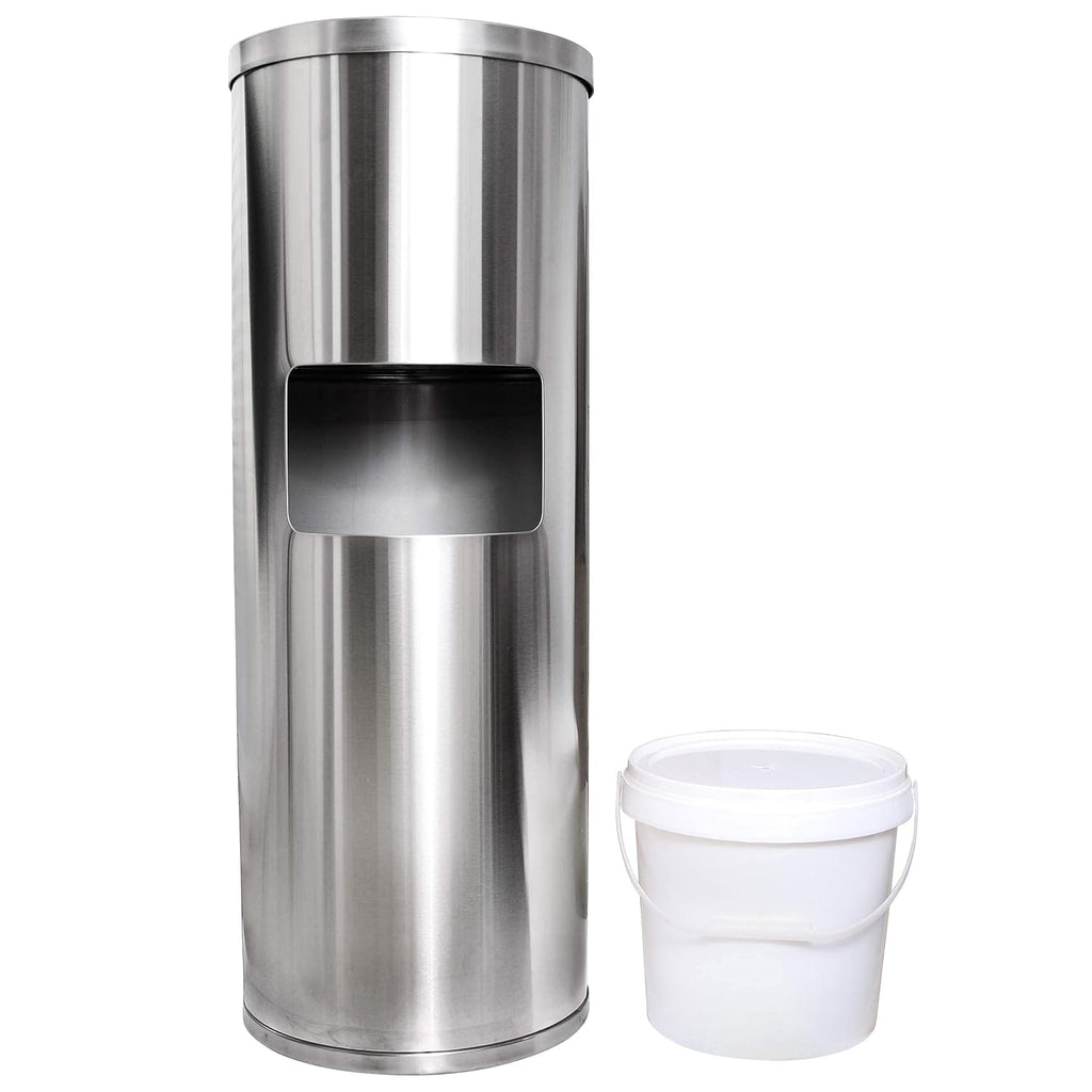 Stainless Steel Floor Stand Wipe Dispenser with Built-in Trash Can N399