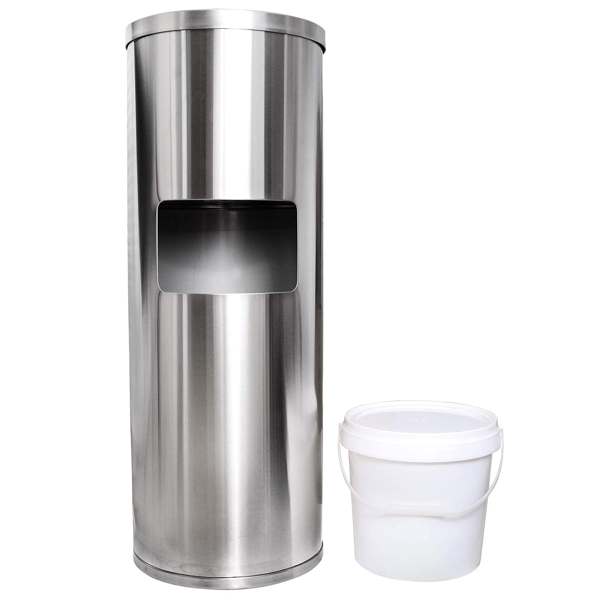 Stainless Steel Floor Stand Wipe Dispenser with Built-in Trash Can N399