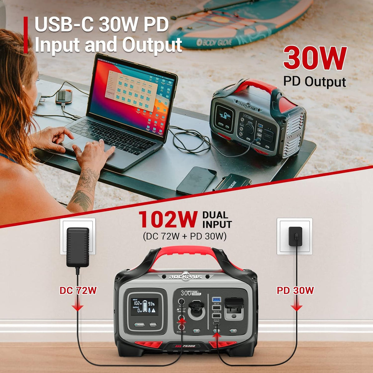300W Portable Power Station 280wh Solar Generator with 110V AC Outlet F466