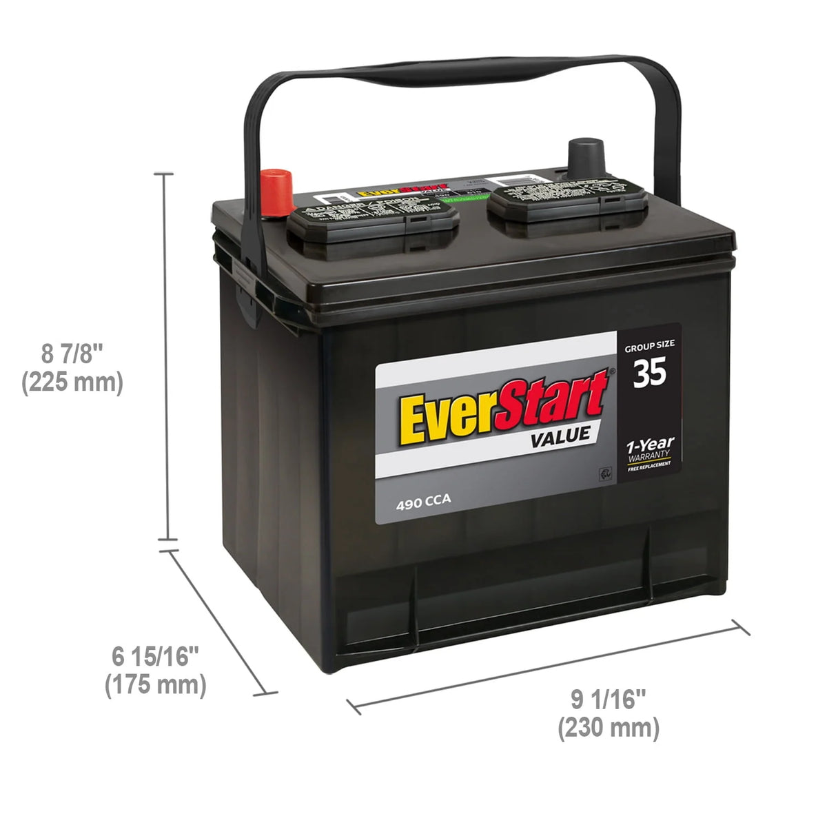 Lead Acid Automotive Battery Group Size 35 12 Volt 490 CCA Q492