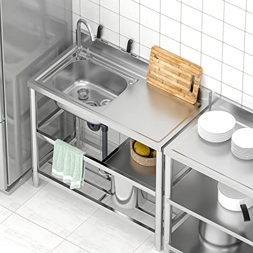 Stainless Steel Single Bowl Kitchen Sink with Faucet R221
