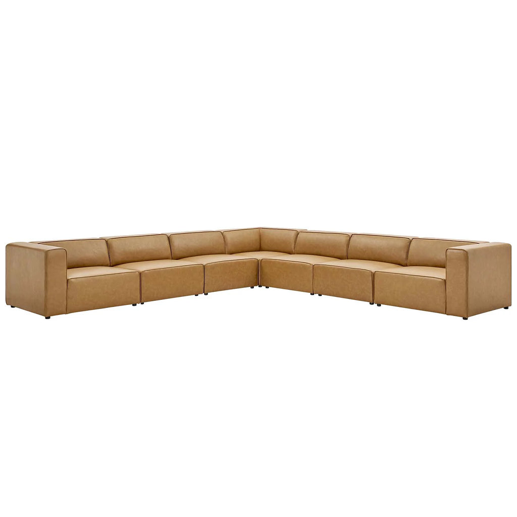 Tan Vegan Leather 7-Piece Sectional Sofa A794318