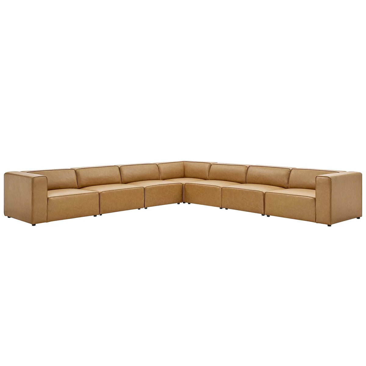 Tan Vegan Leather 7-Piece Sectional Sofa A794318