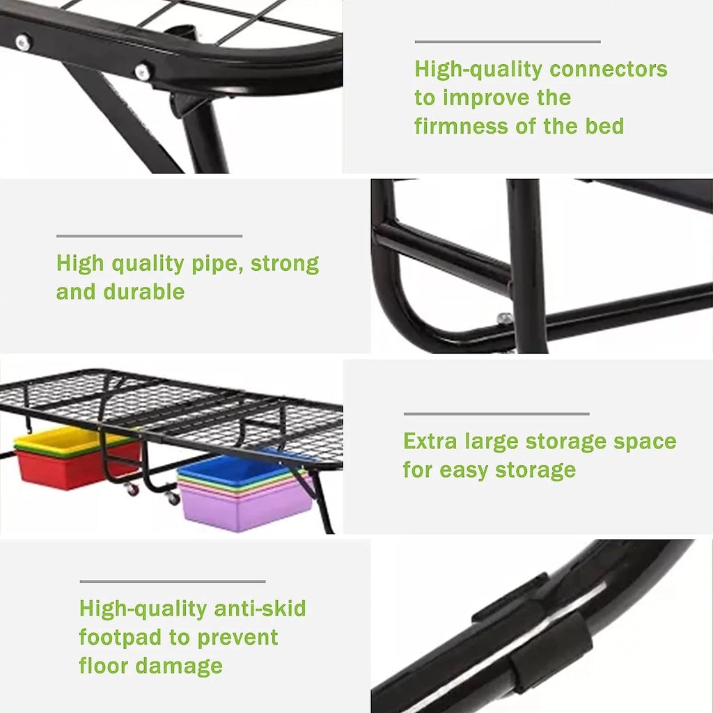 Folding Bed with Memory Foam Mattress and Wheels T38718