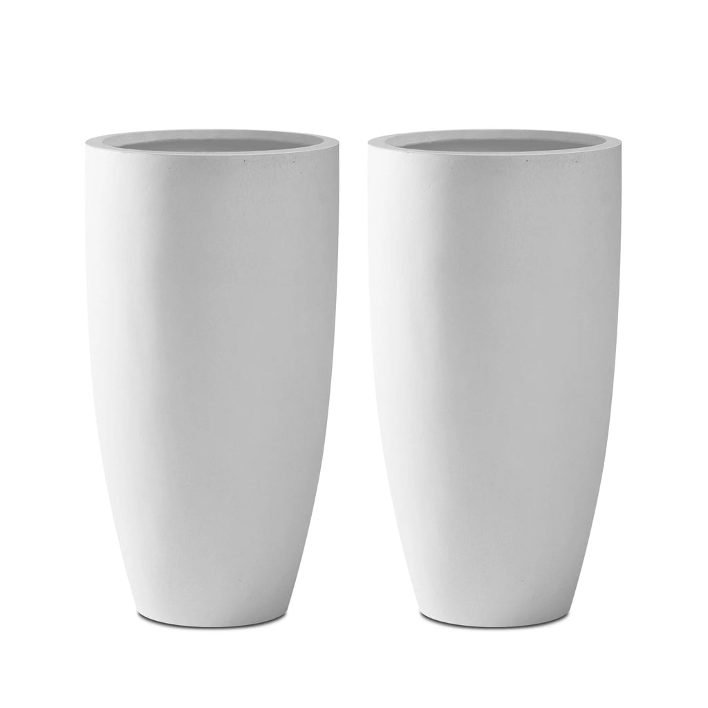 24" White Concrete Tall Planter Set of 2 N2992