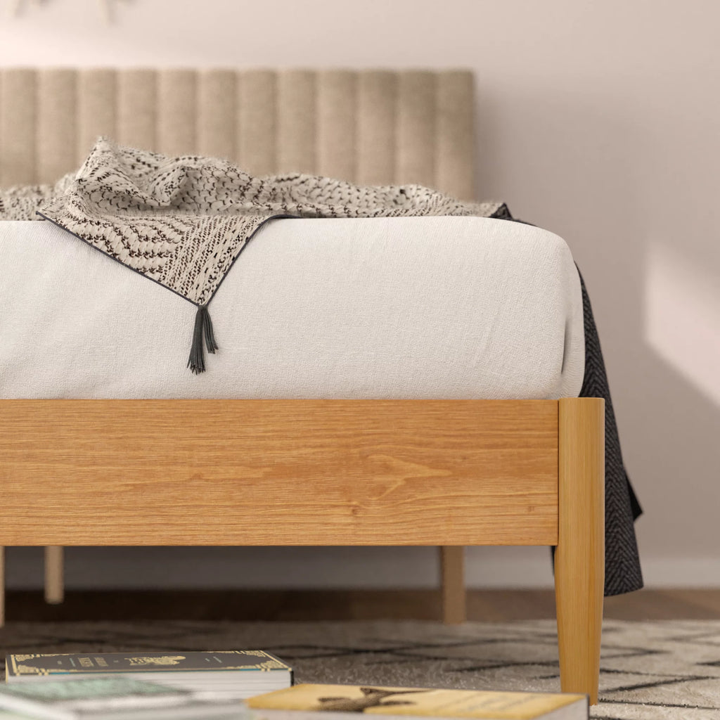 Queen Wood Platform Bed Frame with Upholstered Headboard B956114