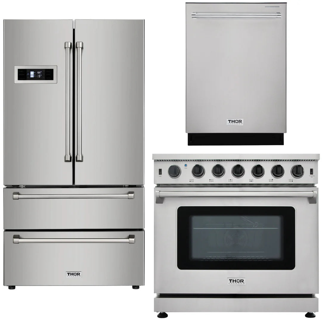 36 in. Gas Range, Refrigerator, Dishwasher V626