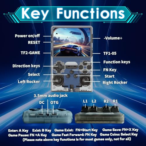 Handheld Game Console 30000 HD Games 3.5-Inch IPS Screen 256GB SD Card Y765