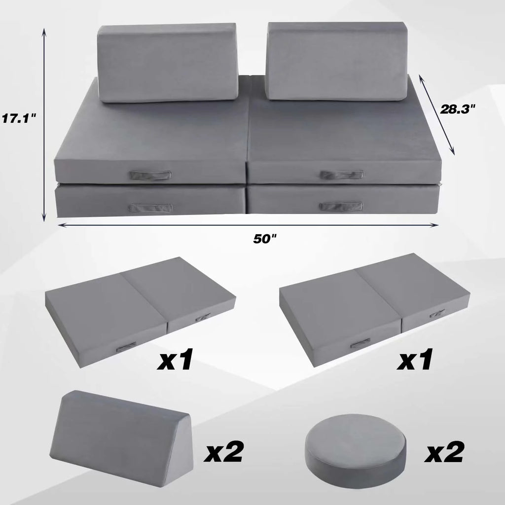 Grey 8-Piece Kids Foam Couch M586