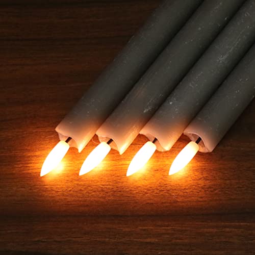 Flameless Ivory Taper Candles with Remote, Battery Operated Led 3D Wick Real Wax Pack of 6 I7998