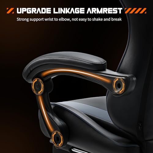 Grey Ergonomic Gaming Chair with Footrest B44021