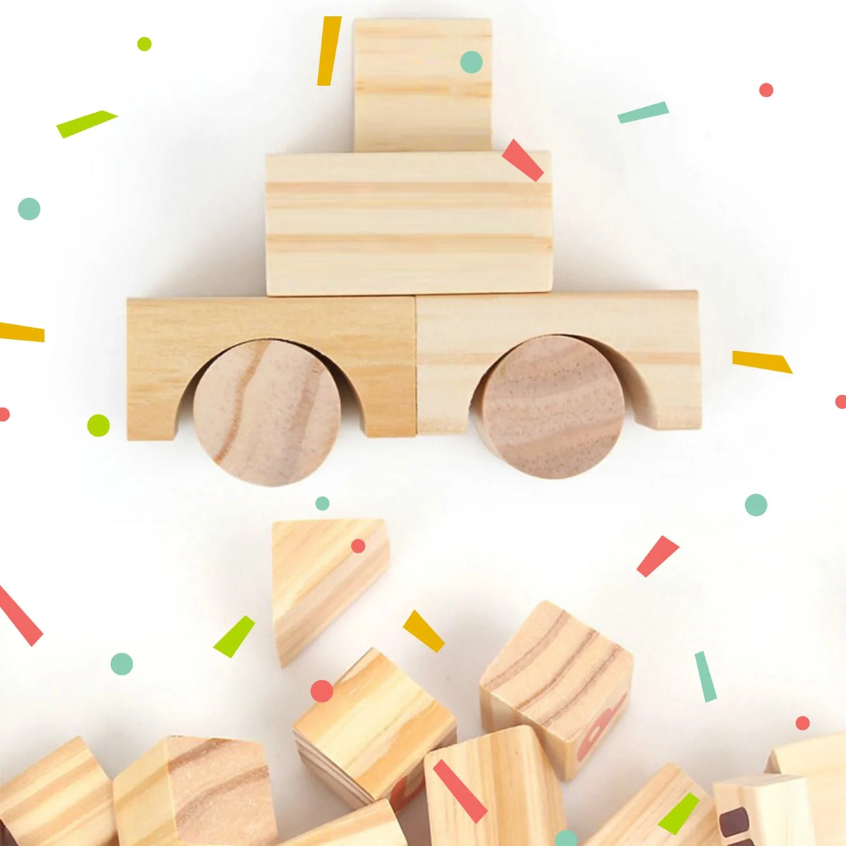 Montessori Wooden Blocks 110 Pieces Set Z96090