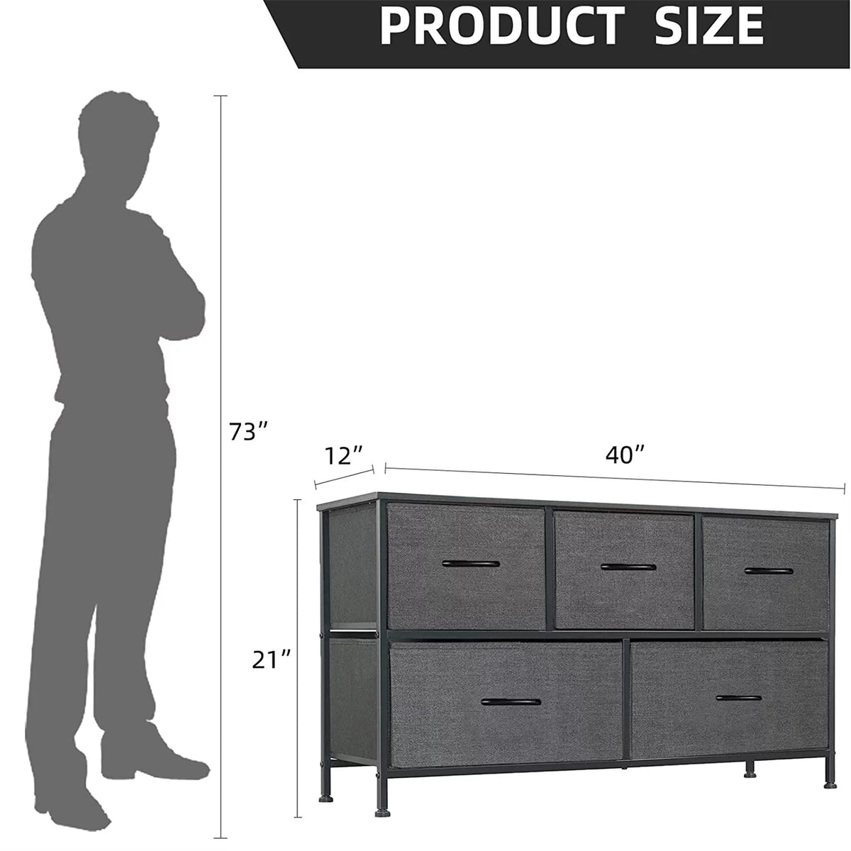 5 Drawer Fabric Dresser Storage Organizer L273169