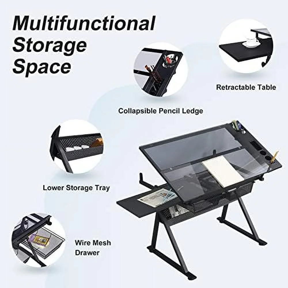 Height Adjustable Drafting Table with Drawer W4817