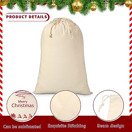12 Pcs Christmas Sack with Drawstring Cotton Laundry Bag L54075