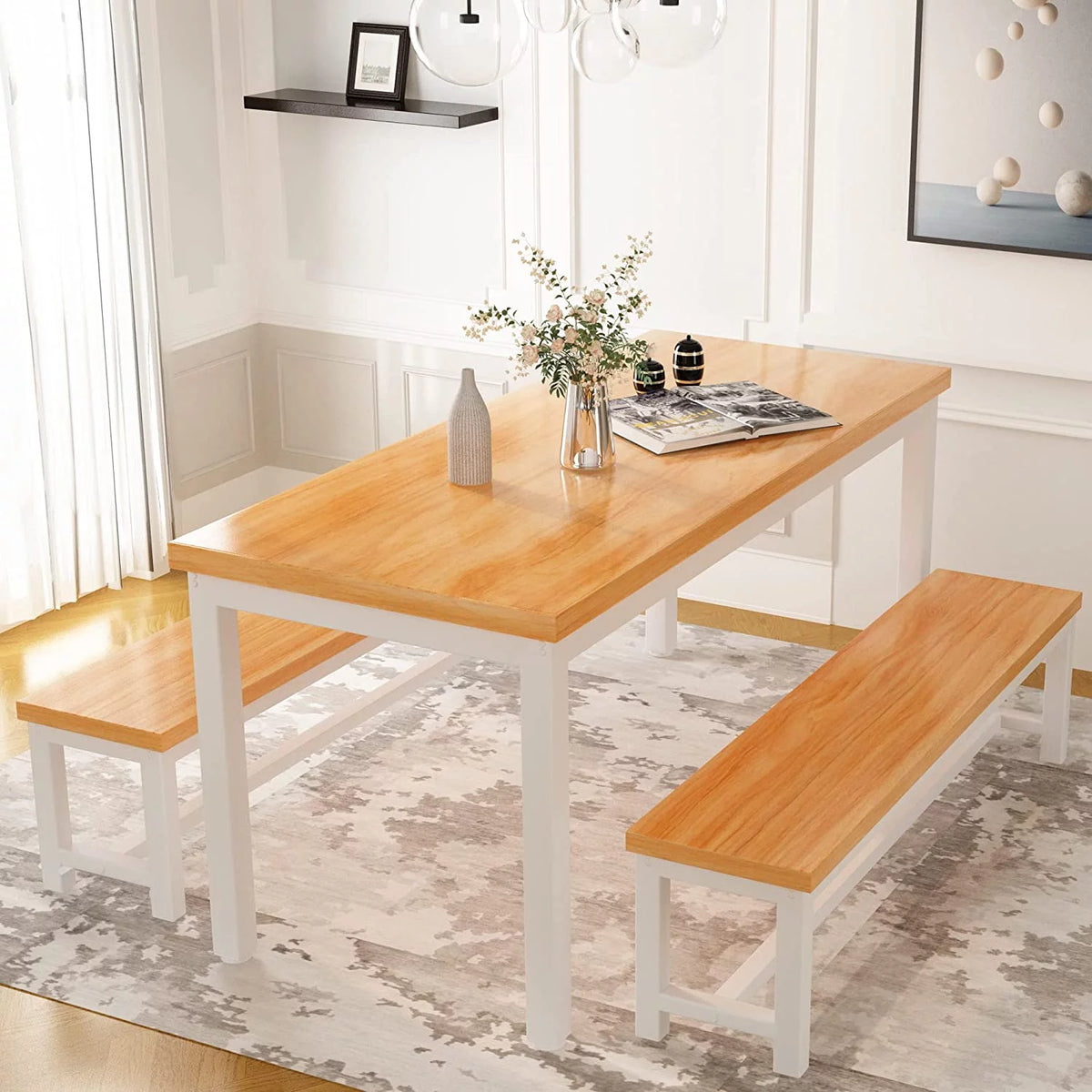 3 Piece Dining Room Table and Benches S156