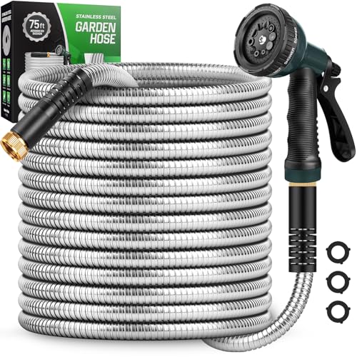 75 FT Kink-Free Garden Hose with 10-Function Nozzle Q13078