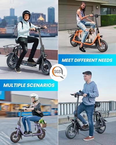 Electric Scooter with Seat, 450W Motor, Foldable J6085