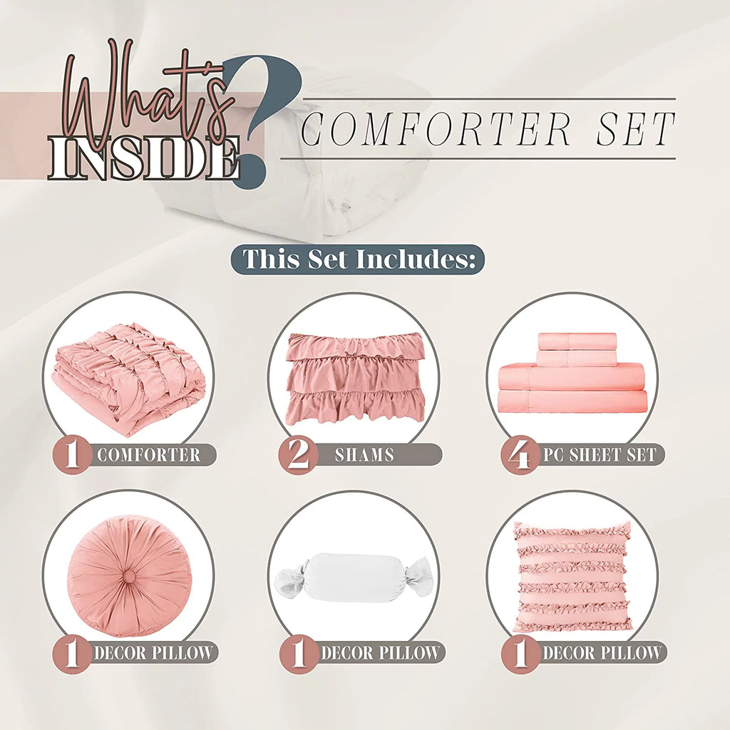 10-Piece Full/Queen Bed-in-a-Bag with Decorative Pillows U863