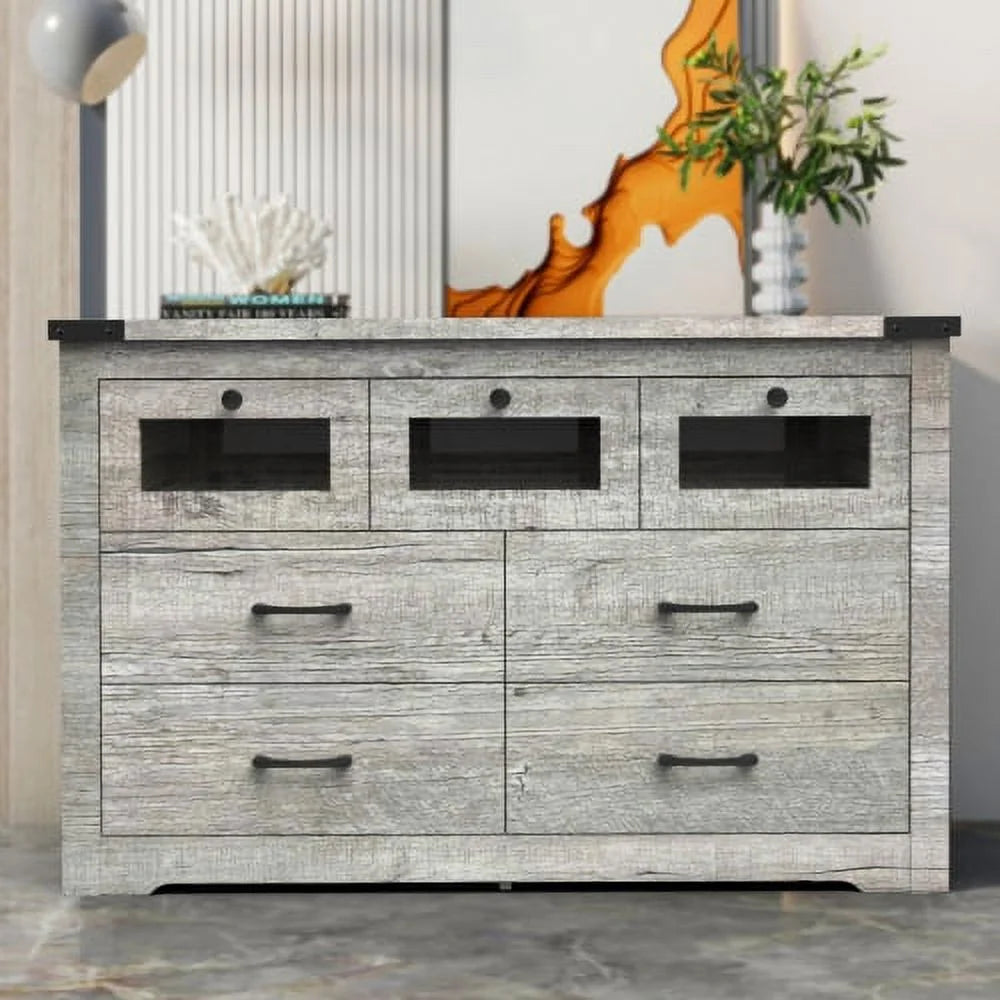 Wooden Storage Cabinet with LED Light and 7 Drawers V239239