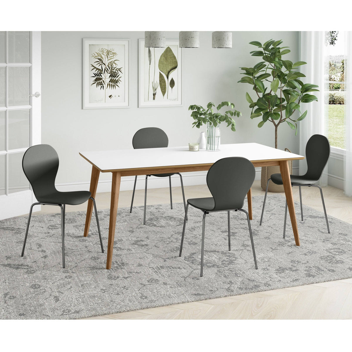 Black Mid Century Modern Dining Chair Set of 4 F5450