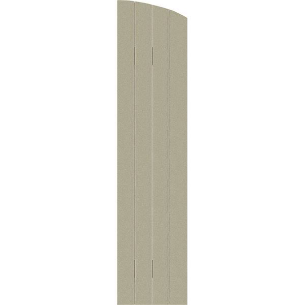 Rustic Faux Wood Shutters with Elliptical Arch Top F551332